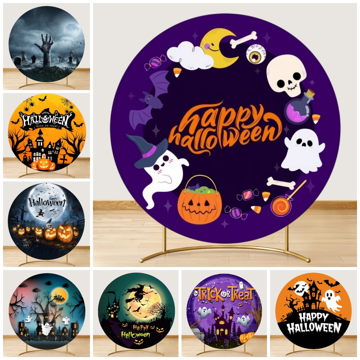 Photography Trick - Fundo Redondo de Halloween com Caveira,